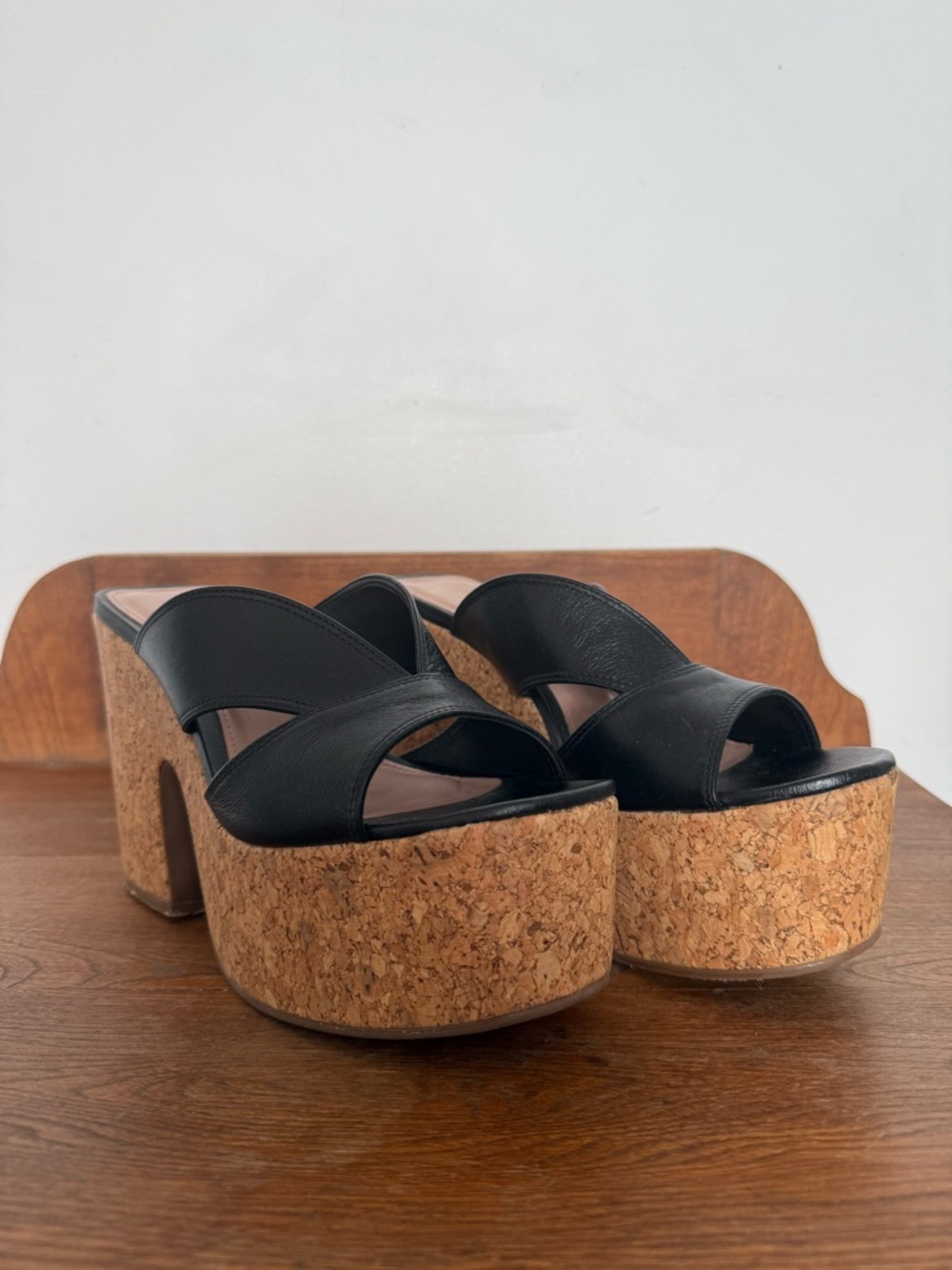 Anthropologie Platform Cork & Leather Sandals